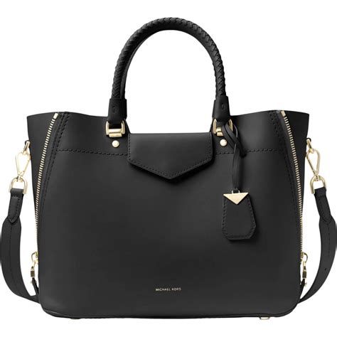 michael kors blakely large leather tote|Michael Kors black leather handbag.